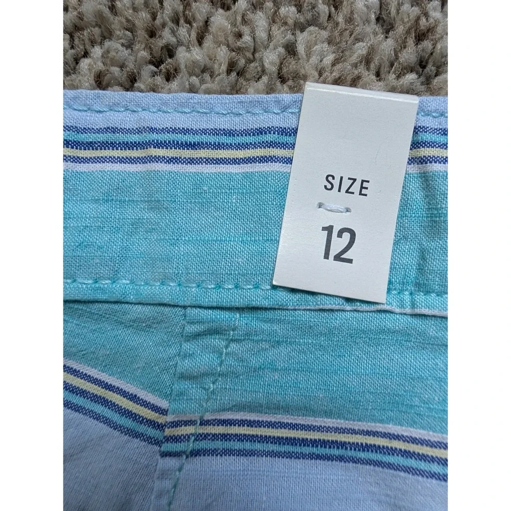 NWT Childrens Place Chino Shorts Boys 12 Blue New Striped Aegean Sea 3007315